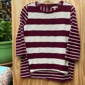Merona Striped Burgundy and White Women's Top, Small